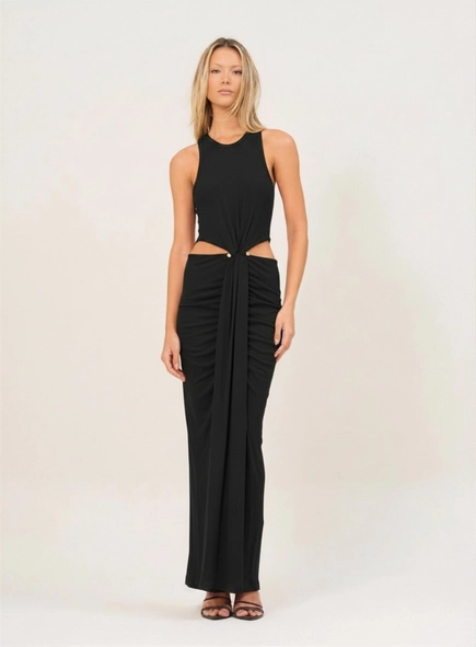 vestido longo piercing fendas open