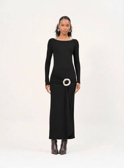 vestido midi ml faixa amarração open