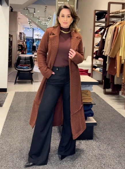 casaco alongado pelo sheepskin open