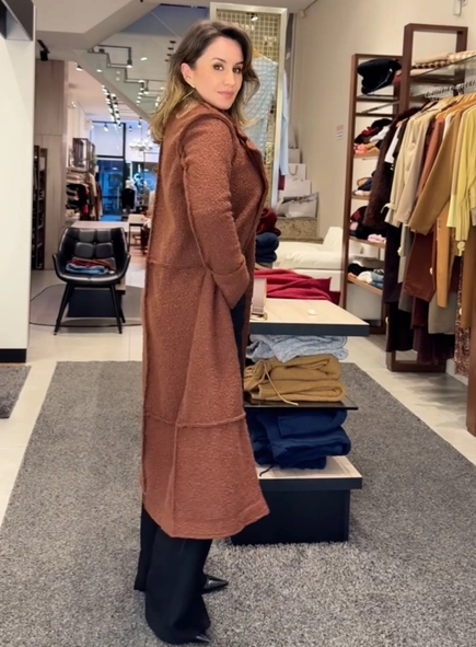 casaco alongado pelo sheepskin open