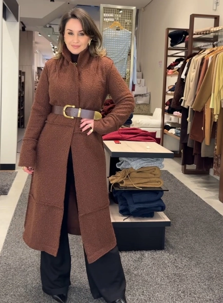 casaco alongado pelo sheepskin open