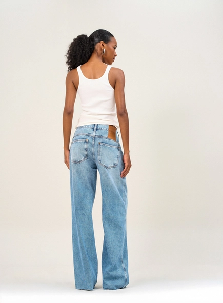 calça jeans wideleg lilian open
