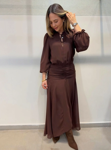 vestido midi ml pala drapeada