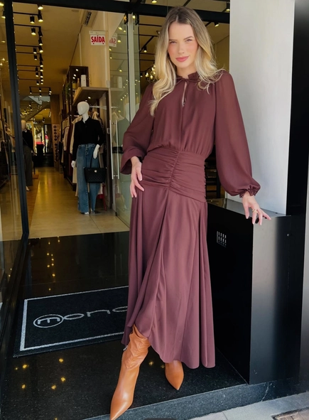 vestido midi ml pala drapeada