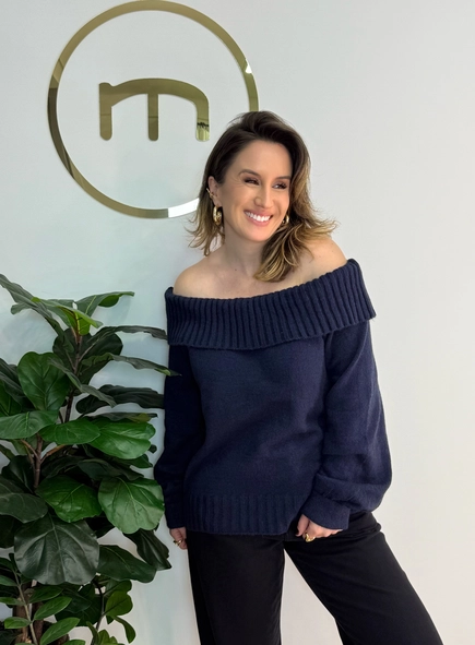 blusa tricot ombro a ombro manga ampla