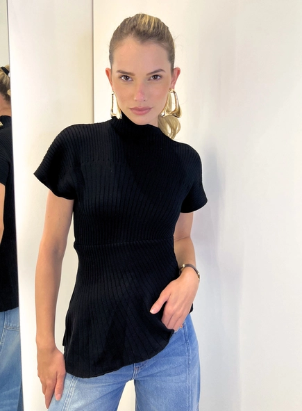 blusa tricot mc peplum lotus strech