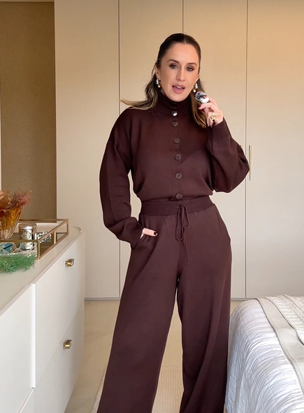 conjunto tricot calça e casaco viviane