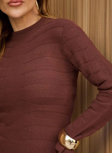 vestido manga longa relevos suellen