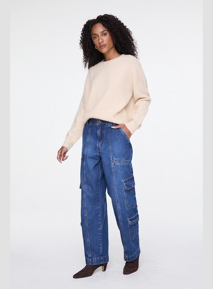 calça jeans cargo recortes animale jeans