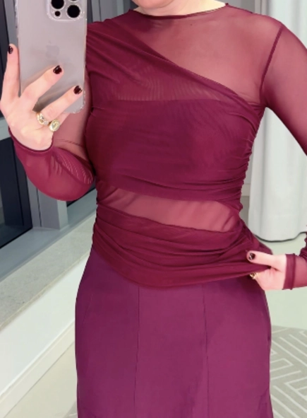 blusa ml tule dupla com top