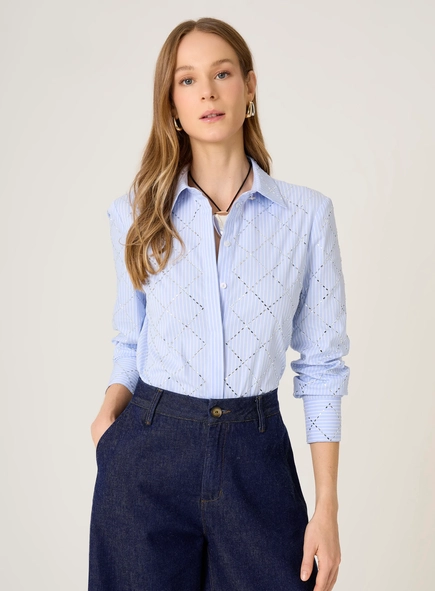 camisa ml matelassê de cristais dudalina