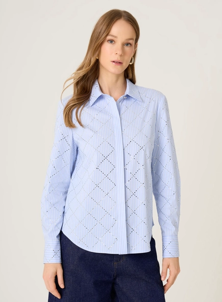 camisa ml matelassê de cristais dudalina