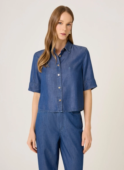 camisa jeans mc cropped lioc dudalina