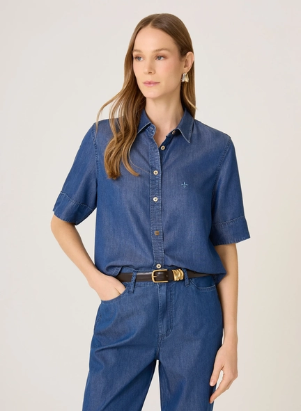 camisa jeans mc cropped lioc dudalina