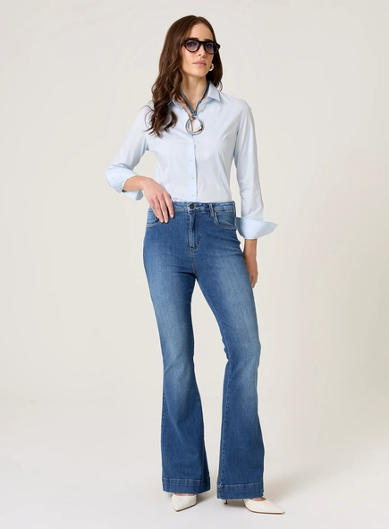 calça jeans raquel flare dudalina