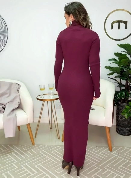vestido de tricot midi gola alta viena
