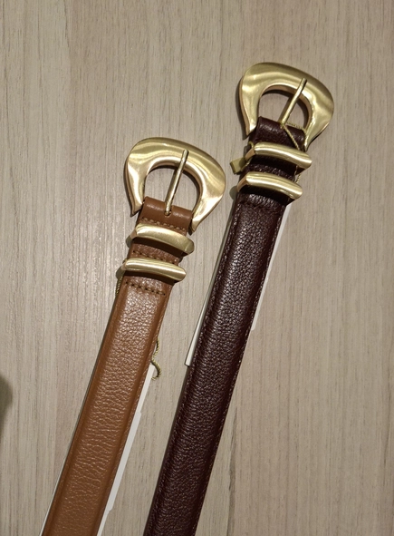 cinto couro brushed gold 3cm