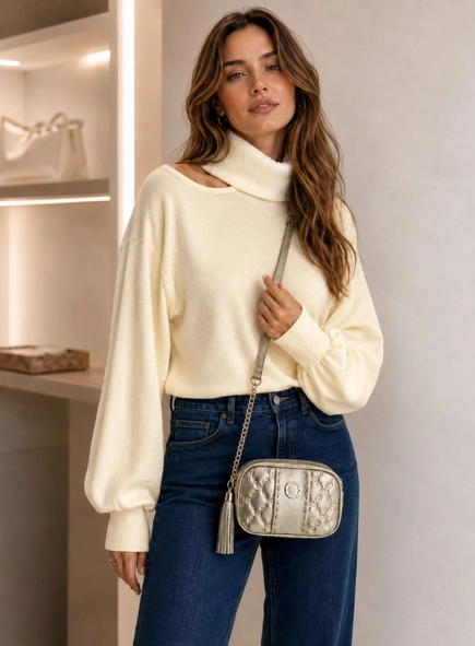 blusa tricot gola alta melissa