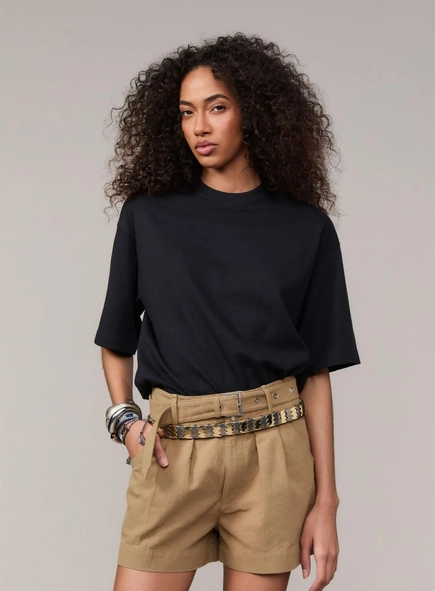 short com cinto animale jeans