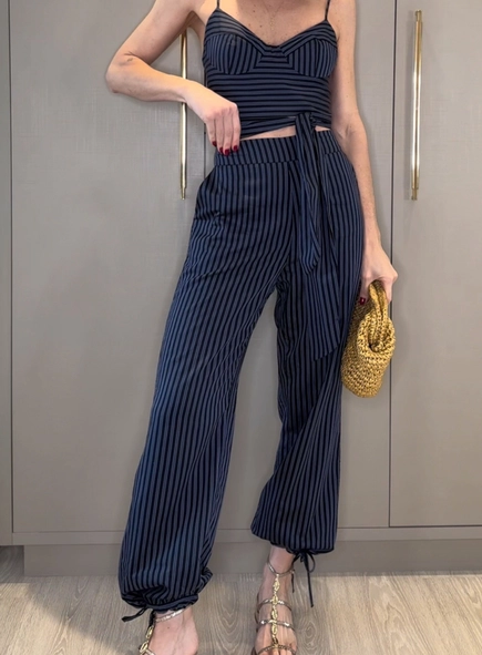calça balloon listrada animale jeans