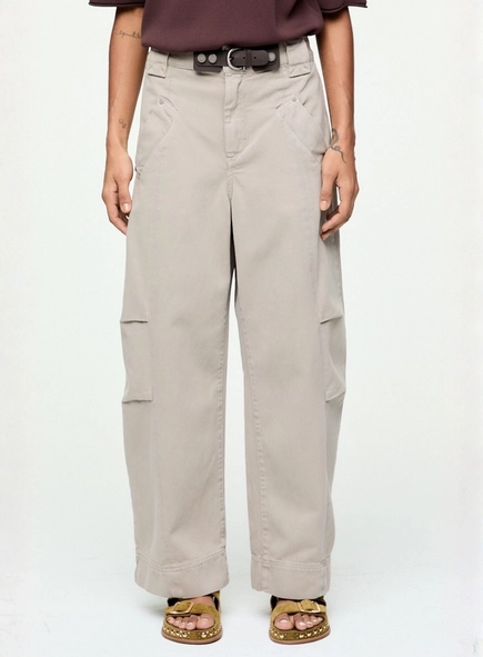 calça sarja barrel cinto destac animale jeans