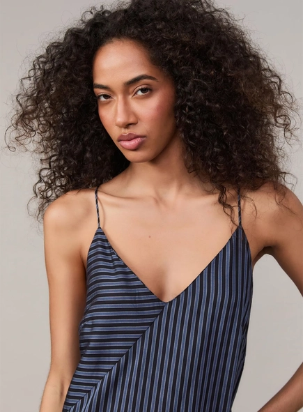 vestido midi listrado recortes animale jeans
