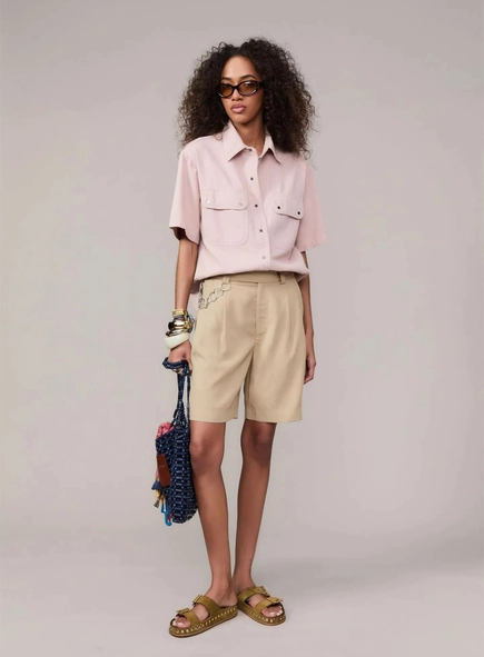 short alfaiataria marieta animale jeans