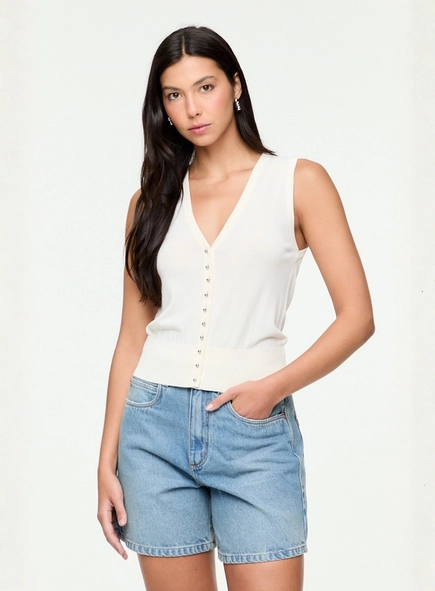 colete tricot com botão animale jeans