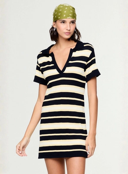 vestido tricot bicolor animale jeans