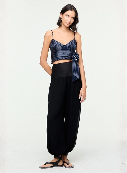 top listrado recortes animale jeans