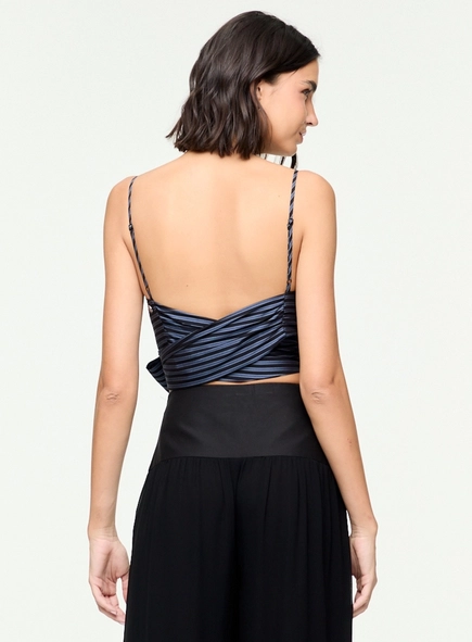 top listrado recortes animale jeans