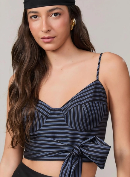 top listrado recortes animale jeans