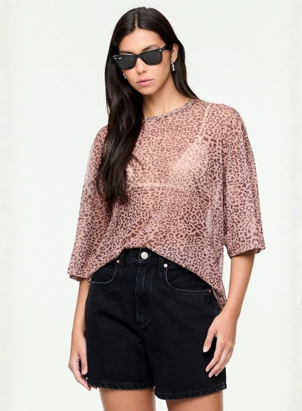 blusa tule mc est onça grao color animale jeans