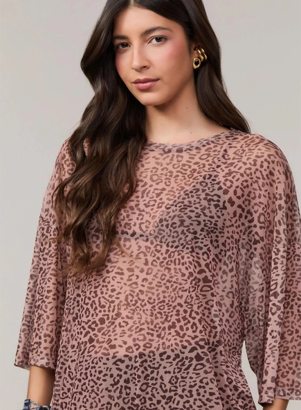 blusa tule mc est onça grao color animale jeans