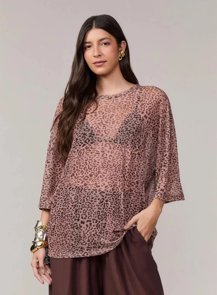 blusa tule mc est onça grao color animale jeans