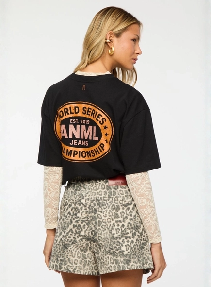short sarja est onça animale jeans