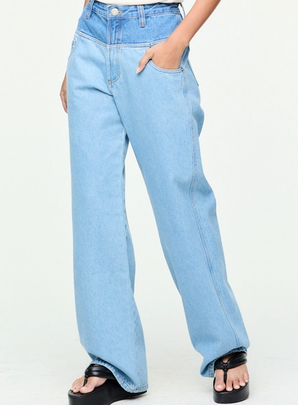 calça jeans 70s patchwork animale jeans