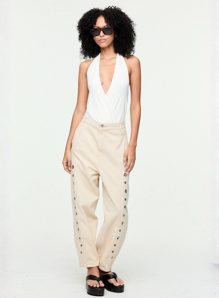 calça sarja baggy ilhós animale jeans