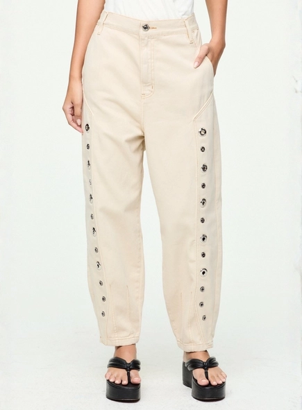 calça sarja baggy ilhós animale jeans