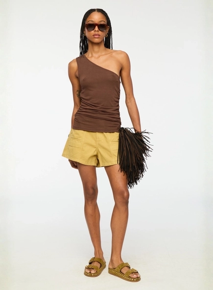 blusa um ombro drapeado lateral animale jeans