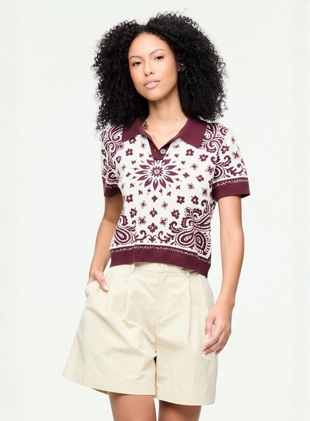 blusa polo tricot est bandana animale jeans