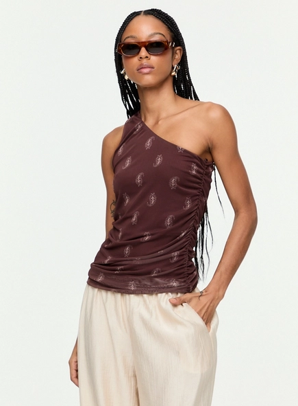 blusa um ombro est paisley animale jeans