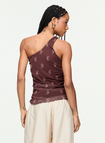 blusa um ombro est paisley animale jeans
