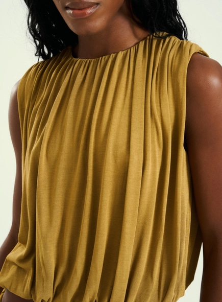 blusa malha drapeada open