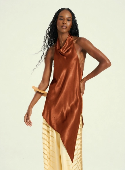 blusa acetinada assimétrica open