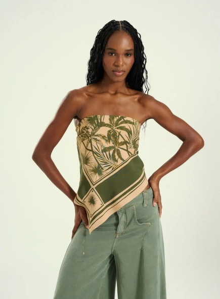 blusa sem alça tropical open