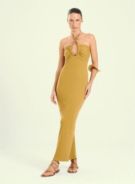 vestido frente única corda bordada open