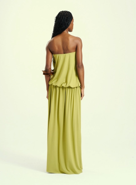 vestido longo sem alça camadas open
