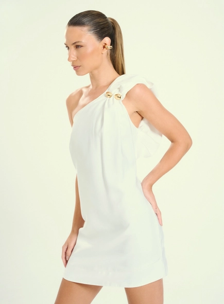 vestido curto um ombro open