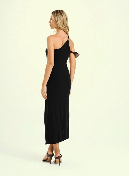 vestido midi um ombro open